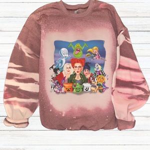 90’s Characters Movie Crewneck Sweater | Womens Bleached Crew TV Favorites VHS